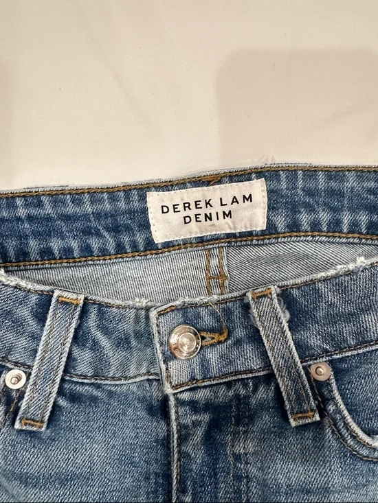 Derek Lam denim blue Distressed Patchwork Bootcut Jeans - Picture 2 of 6